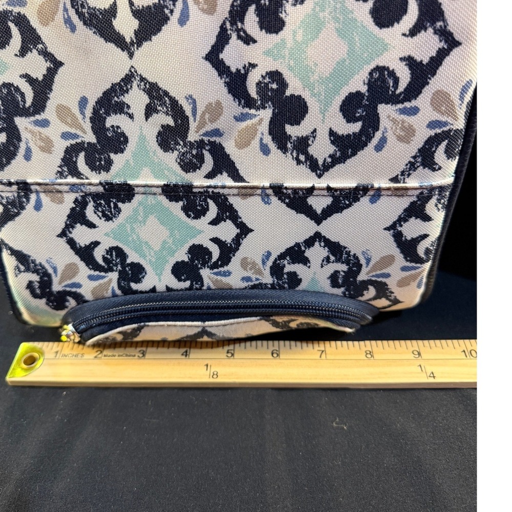 Thirty-One Away We Go Roller Bag Navy Doodle Diamond Rolling Duffel Luggage - Picture 5 of 15